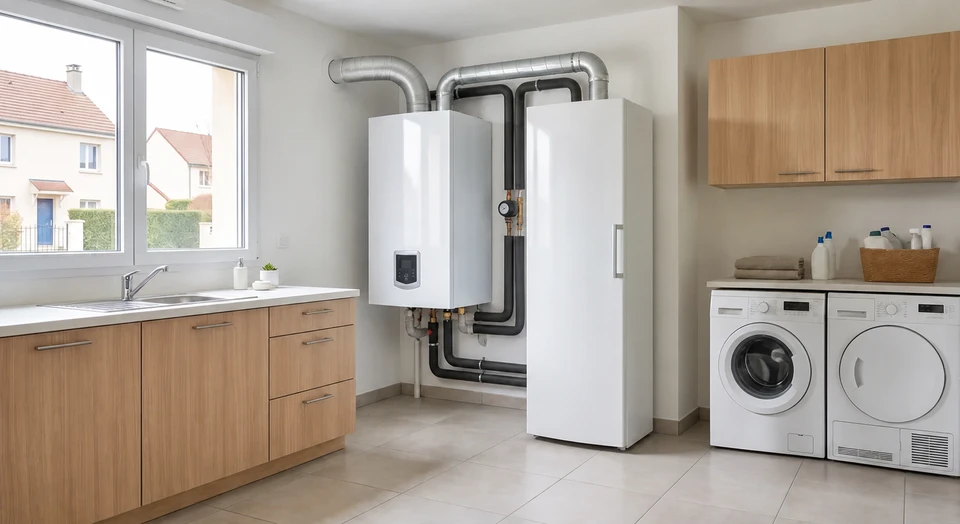 Le technicien utilise une caméra d'imagerie thermique pour identifier la perte de chaleur et l'inefficacité énergétique sur la fenêtre du bâtiment en hiver
